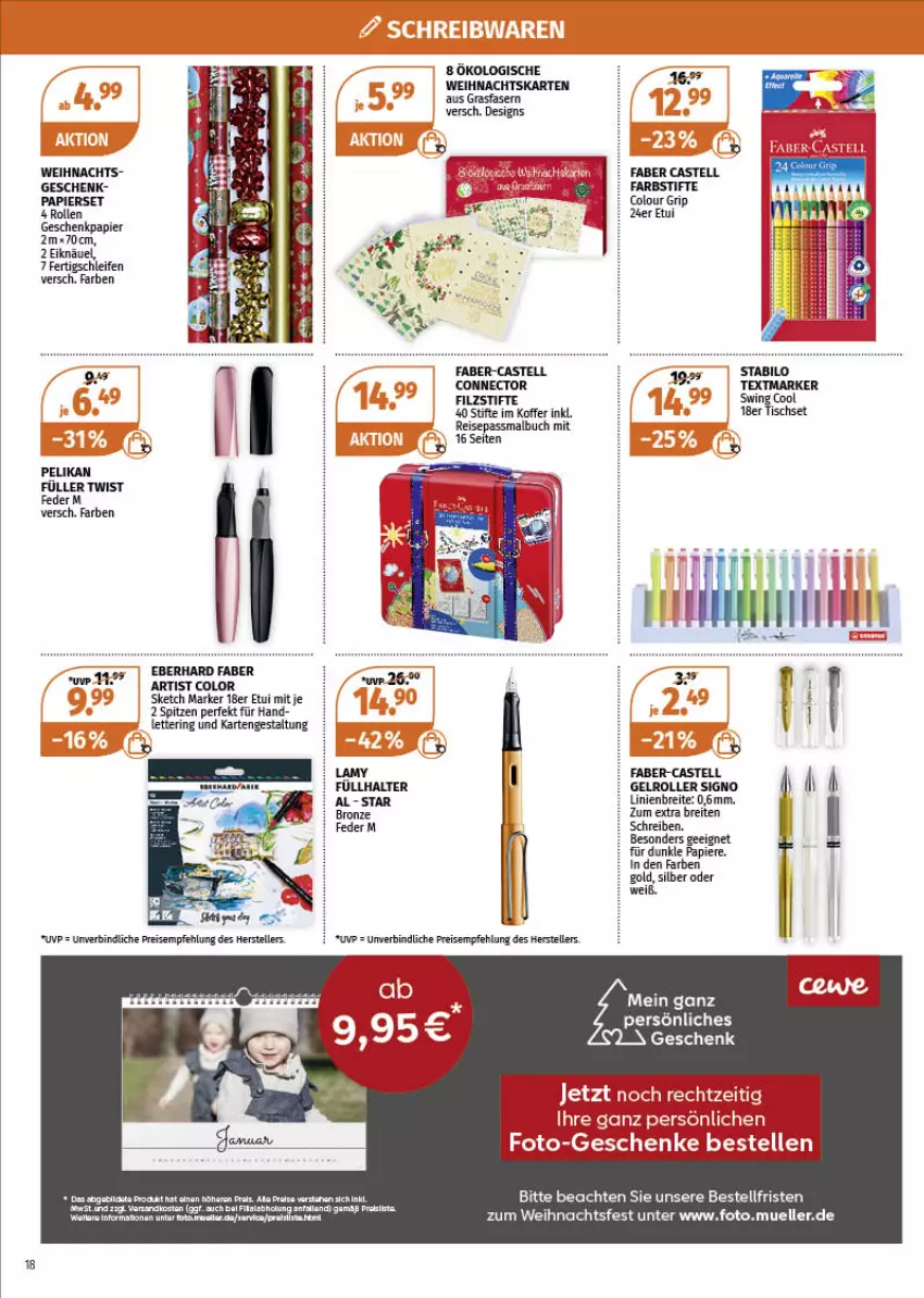 Aktueller Prospekt Mueller - Müller Prospekt - von 13.12 bis 18.12.2021 - strona 18 - produkty: Brei, buch, eberhard faber, eis, elle, faber castell, farbstifte, Füllhalter, Geschenkpapier, koffer, Malbuch, ndk, papier, pelikan, reis, ring, Roller, stabilo, stifte, teller, textmarker, Ti, tisch, Tischset