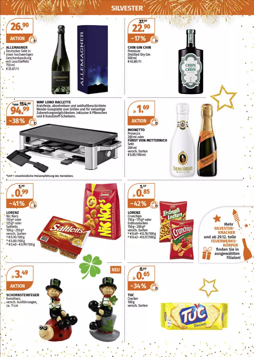 Aktueller Prospekt Mueller - Müller Prospekt - von 13.12 bis 18.12.2021 - strona 7 - produkty: chips, crunchips, deutscher sekt, dry gin, ecco, erdnuss, geschenkpackung, gin, grill, kracher, Kunstharz, latte, Leuchte, lorenz, mac, Mett, metternich, mionetto, nuss, prosecco, rwe, Schornsteinfeger, sekt, Ti, WMF