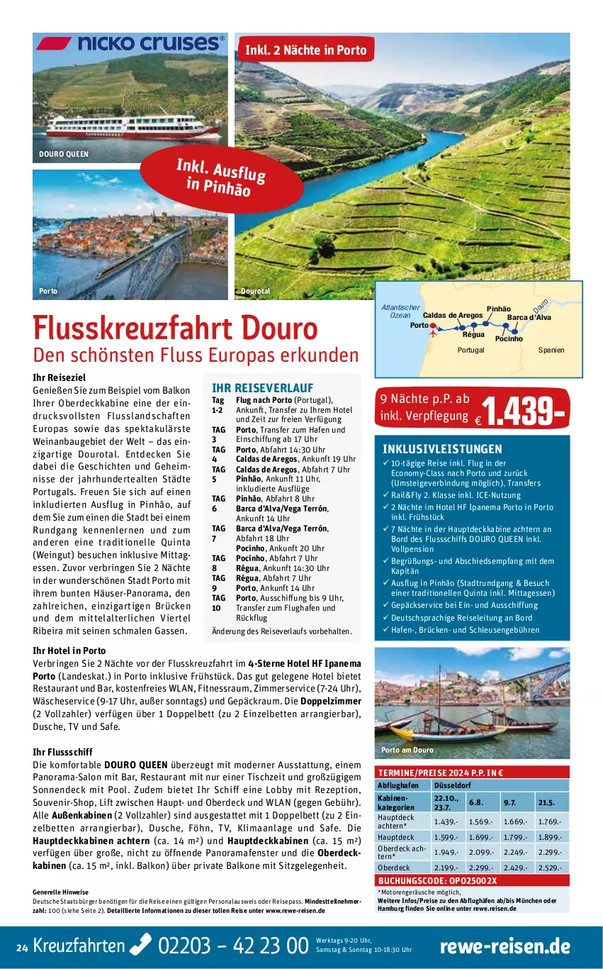 Aktueller Prospekt Rewe Reisen - Reiseprospekt - von 17.01 bis 26.01.2024 - strona 24 - produkty: Bau, bett, Betten, buch, cin, decke, deutschsprachige reiseleitung, dusche, eis, elle, erde, fenster, inklusivleistungen, kreuzfahrten, Mode, Persona, pool, rama, reis, reiseverlauf, rel, rezept, ring, Ti, tisch, uhr, wein