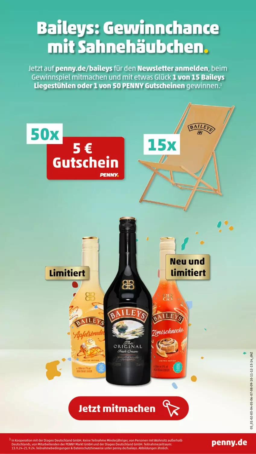 Aktueller Prospekt Penny - Prospekte - von 16.09 bis 21.09.2024 - strona 5 - produkty: baileys, ball, eis, gin, mac, sahne, Ti