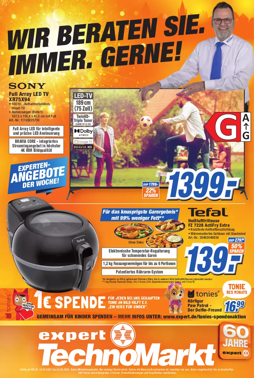 Aktueller Prospekt Expert Technomarkt - Prospekte - von 18.05 bis 24.05.2022 - strona 1 - produkty: abholpreise, alle preise sind abholpreise, angebot, decke, Deckel, eis, Elektro, ente, erde, fritteuse, Glasdeckel, Heißluftfritteuse, Intel, Kinder, led tv, Paw Patrol, pommes, Pommes Frites, reis, tefal, Ti