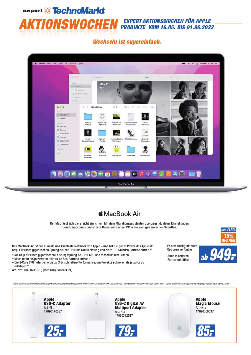 Aktueller Prospekt Expert Technomarkt - Prospekte - von 18.05 bis 24.05.2022 - strona 10 - produkty: ACC, adapter, Apple, batterie, eis, elle, ente, lays, mac, macbook, macbook air, notebook, rwe, Ti, tisch, usb