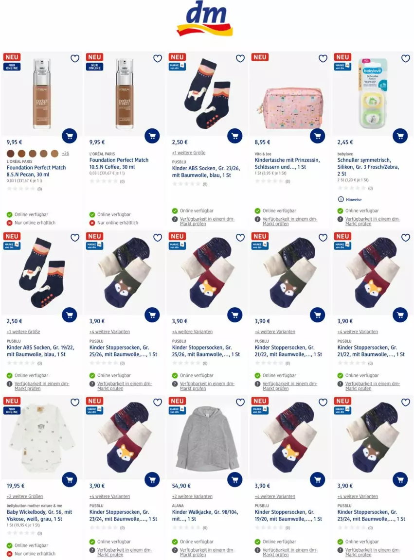 Aktueller Prospekt Dm Drogerie - Prospekte - von 19.08 bis 25.08.2022 - strona 4 - produkty: Babylove, Bau, baumwolle, body, eis, Frosch, Jacke, Kinder, loreal, natur, Ria, socken, Tasche, Ti, topper, usb, WICK, Wickelbody, wolle