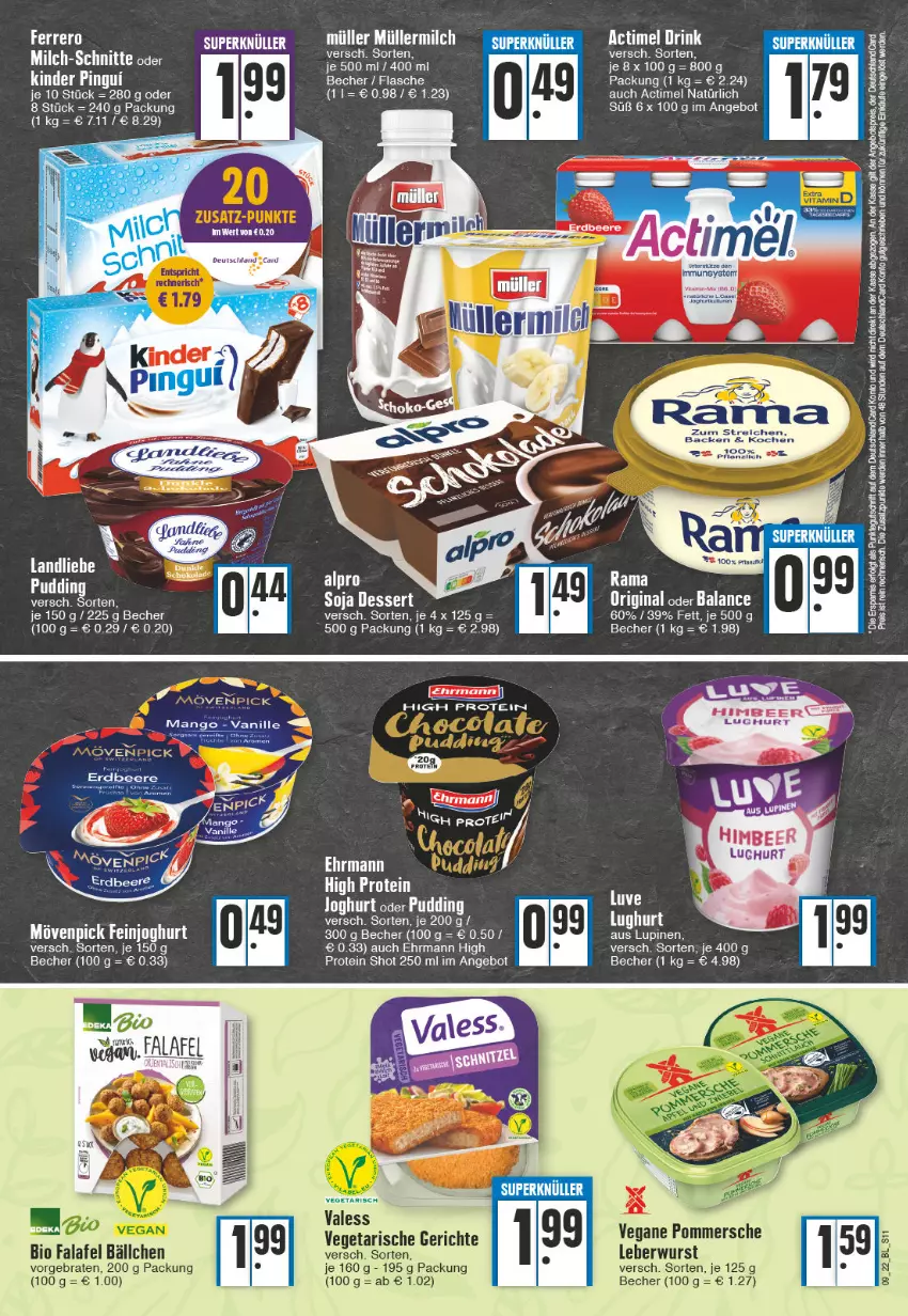 Aktueller Prospekt Edeka - Angebote der Woche - von 28.02 bis 05.03.2022 - strona 11 - produkty: actimel, alpro, angebot, Becher, beere, bett, bio, braten, dessert, deutschlandcard, ehrmann, eis, elle, erdbeere, Falafel, flasche, gin, himbeer, joghur, joghurt, landliebe, leberwurst, LG, mango, milch, milch-schnitte, Pommersche, pudding, reis, soja, Ti, vanille, Vegeta, wurst