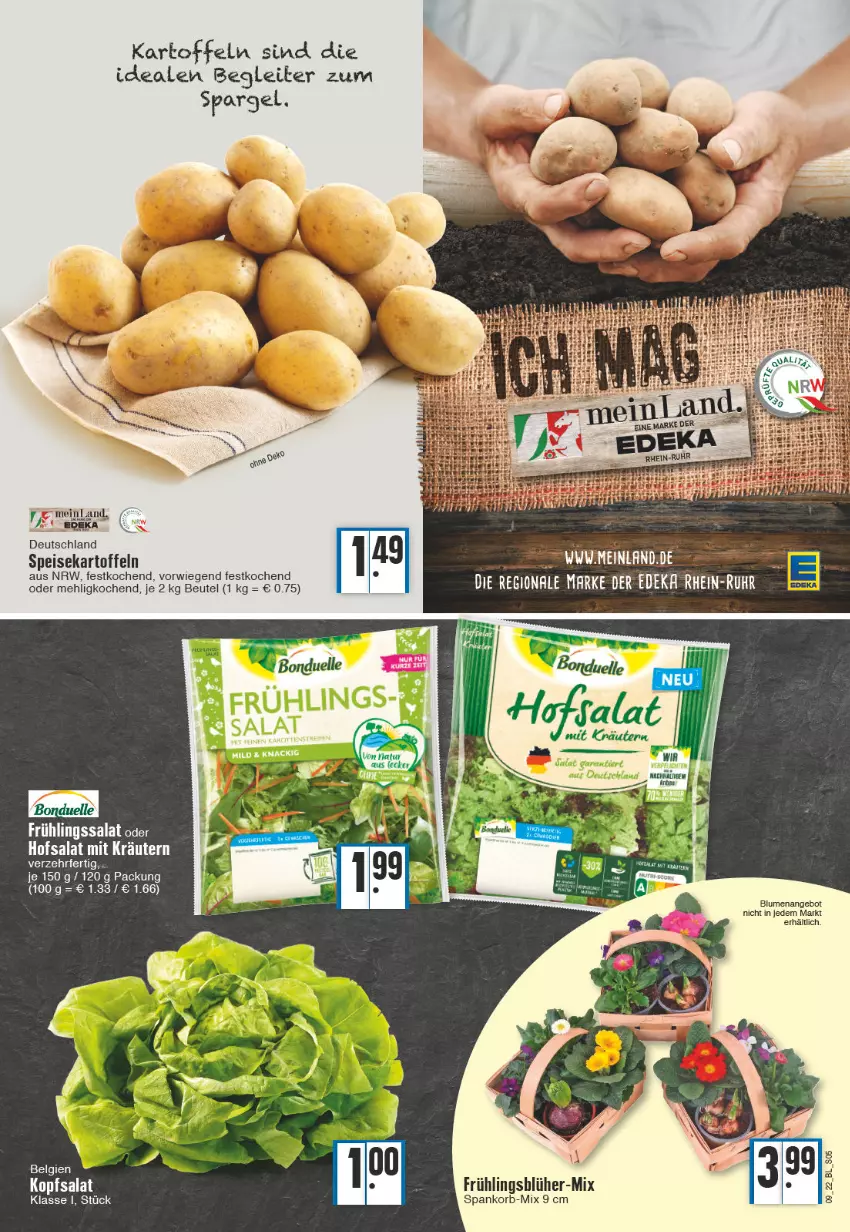 Aktueller Prospekt Edeka - Angebote der Woche - von 28.02 bis 05.03.2022 - strona 5 - produkty: angebot, beutel, blume, blumen, deka, eis, kartoffel, kartoffeln, kopfsalat, korb, kräuter, kräutern, LG, mehl, salat, spargel, speisekartoffeln, Ti, uhr