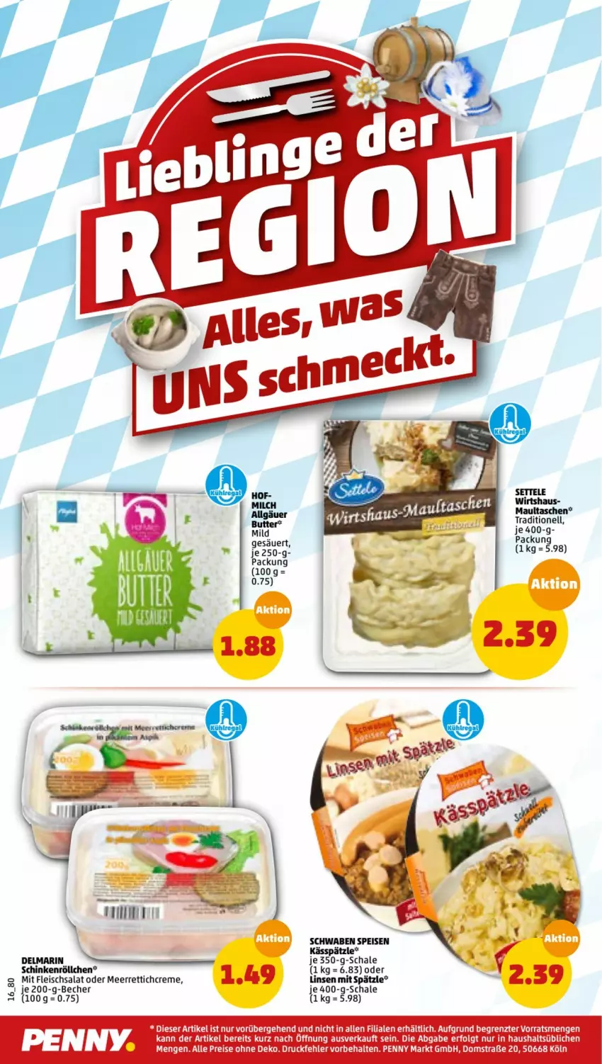 Aktueller Prospekt Penny - Prospekte - von 28.02 bis 05.03.2022 - strona 16 - produkty: Becher, butter, creme, eis, fleisch, fleischsalat, LG, linsen, maultaschen, meerrettich, milch, reis, Rettich, salat, Schal, Schale, schinken, settele, Tasche, taschen, Ti, ZTE