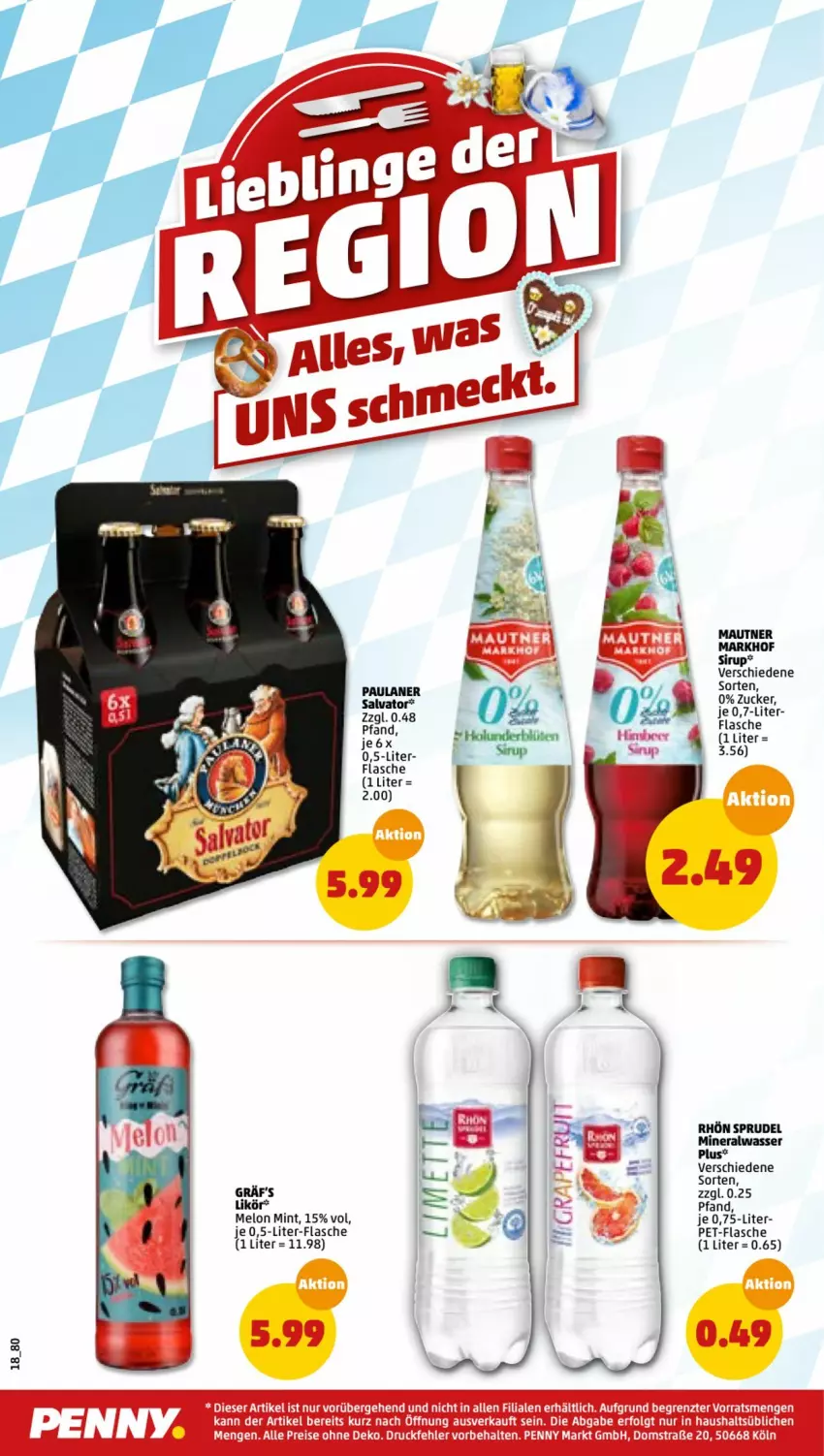 Aktueller Prospekt Penny - Prospekte - von 28.02 bis 05.03.2022 - strona 18 - produkty: Alwa, eis, flasche, LG, likör, Mautner, mineralwasser, mint, Paula, paulaner, pet-flasche, reis, sirup, Sprudel, Ti, wasser, ZTE, zucker