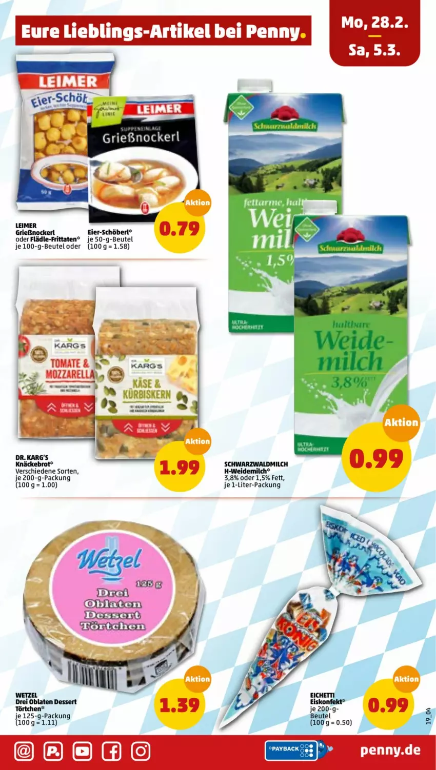 Aktueller Prospekt Penny - Prospekte - von 28.02 bis 05.03.2022 - strona 19 - produkty: beutel, brot, dessert, eier, eis, eiskonfekt, knäckebrot, milch, Oblaten, Ti, Törtchen, weidemilch, Yo