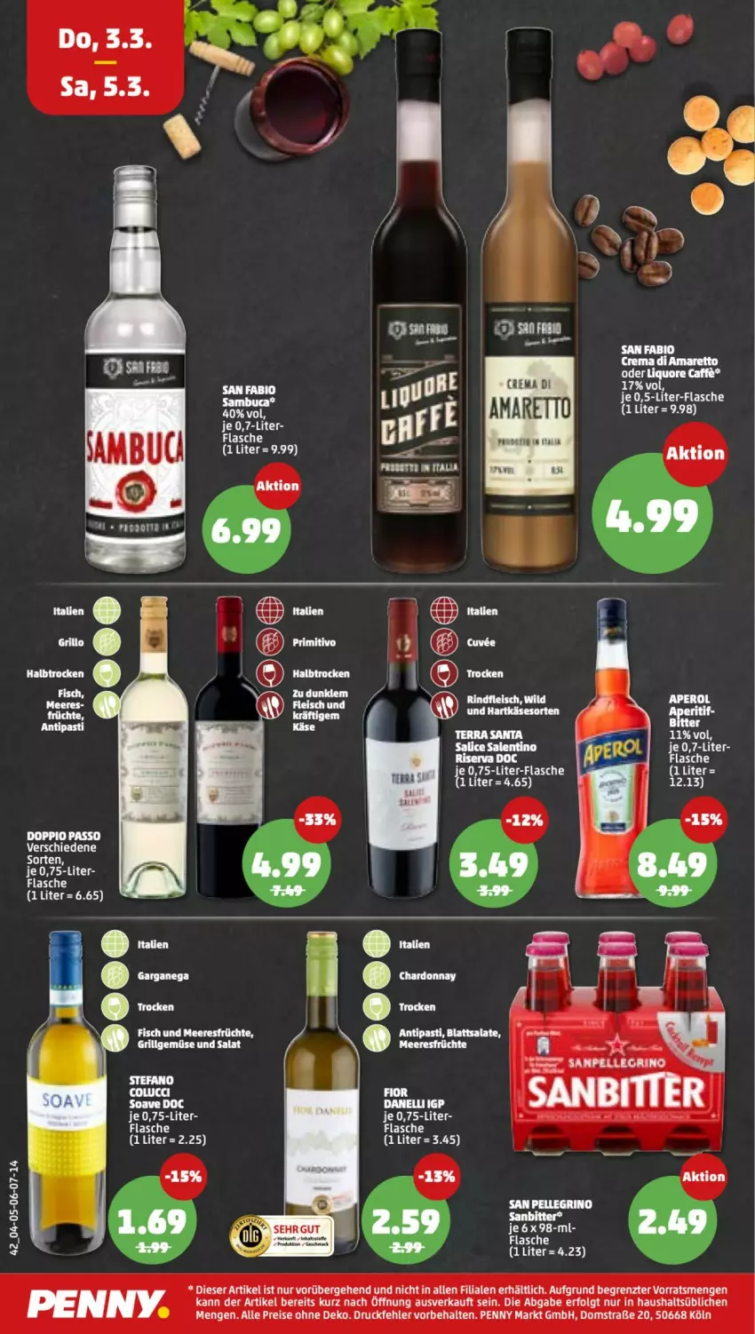 Aktueller Prospekt Penny - Prospekte - von 28.02 bis 05.03.2022 - strona 42 - produkty: Amaretto, aperol, bio, caffe, doppio passo, eis, elle, ente, flasche, grill, LG, passo, reis, salat, san pellegrino, tee, Ti, ZTE