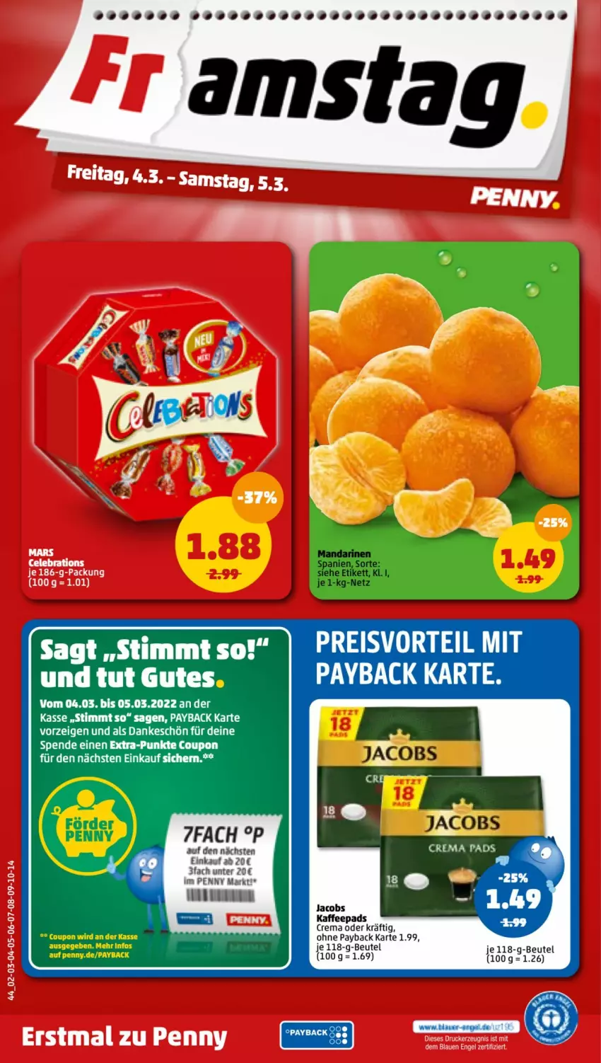 Aktueller Prospekt Penny - Prospekte - von 28.02 bis 05.03.2022 - strona 44 - produkty: beutel, coupon, jacobs, kaffee, kaffeepads, payback, tee, Ti