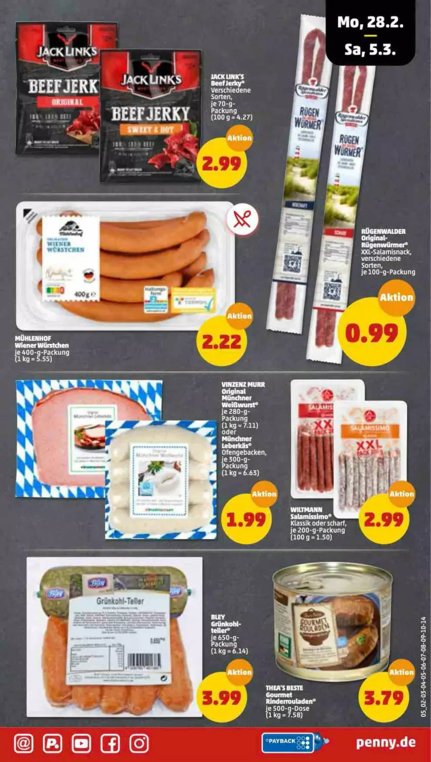 Aktueller Prospekt Penny - Prospekte - von 28.02 bis 05.03.2022 - strona 5 - produkty: beef, bley, rind, rinder, Rinderroulade, rinderrouladen, rouladen, salami, snack, tee, Thea, Ti