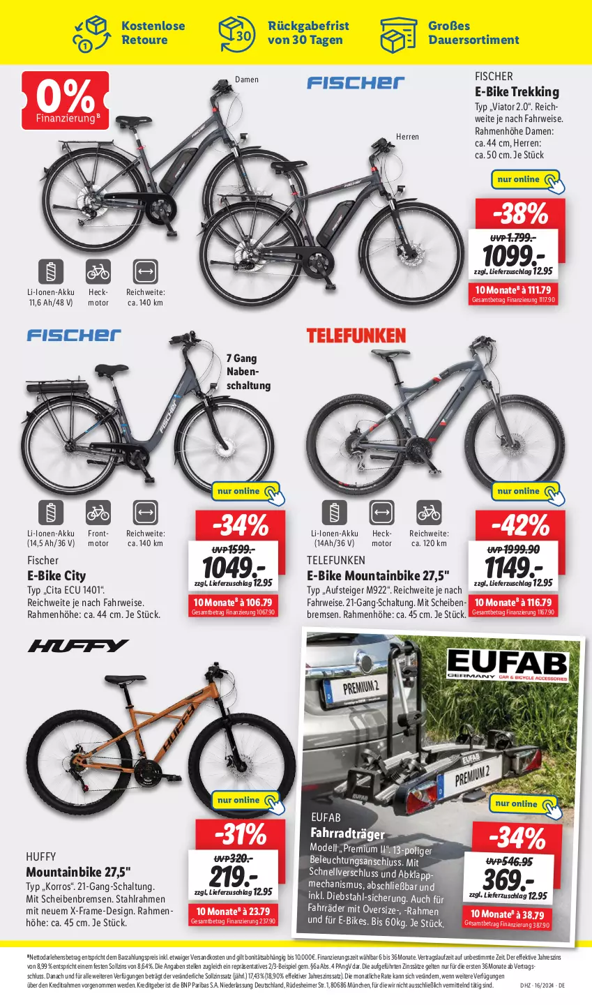 Aktueller Prospekt Lidl - Aktionsprospekt - von 15.04 bis 20.04.2024 - strona 37 - produkty: akku, auer, beleuchtung, dell, E-Bike, E-Bikes, eimer, eis, elle, erde, eufab, Fahrrad, fisch, fische, Fischer, Mode, Mountainbike, ndk, reis, rwe, Schal, telefunken, Ti