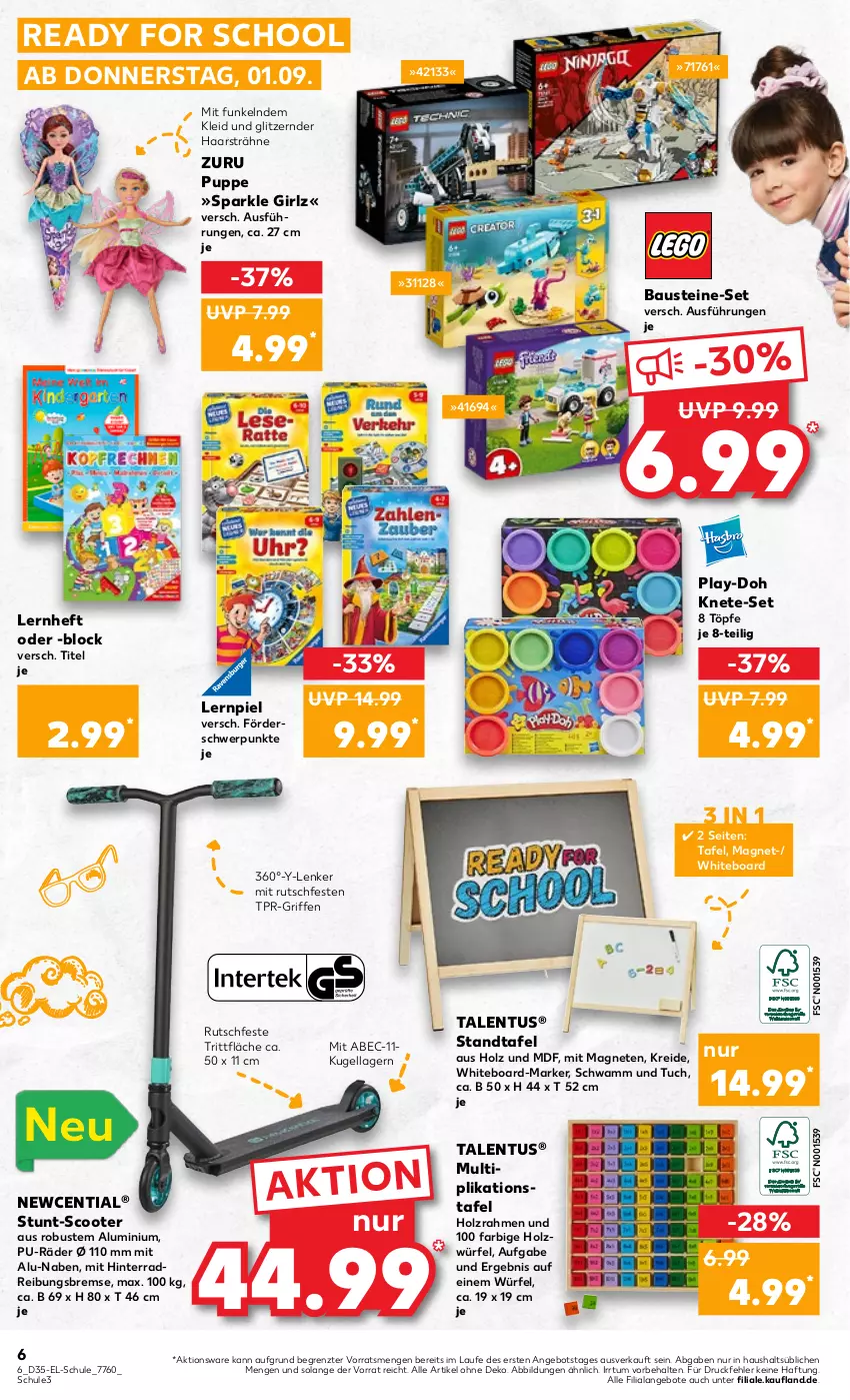 Aktueller Prospekt Kaufland - von 01.09 bis 14.09.2022 - strona 6 - produkty: angebot, angebote, aust, Bau, Holz, kleid, Kreide, Kugel, Play-Doh, Puppe, schwamm, scooter, Ti, tuc, würfel, ZTE