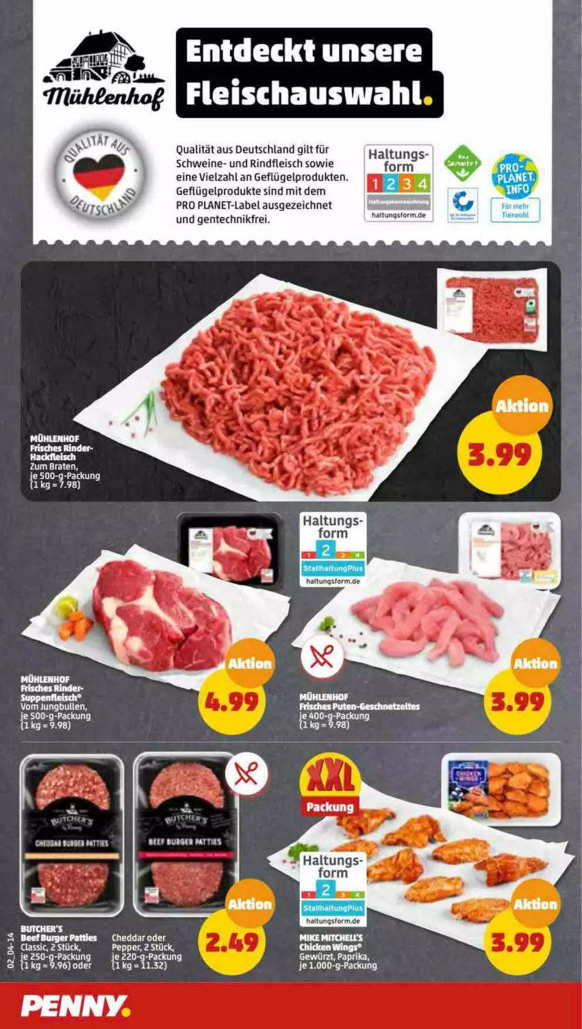 Aktueller Prospekt Penny - Prospekte - von 06.02 bis 11.02.2023 - strona 2 - produkty: braten, eis, ente, fleisch, hackfleisch, pute, tee, Ti