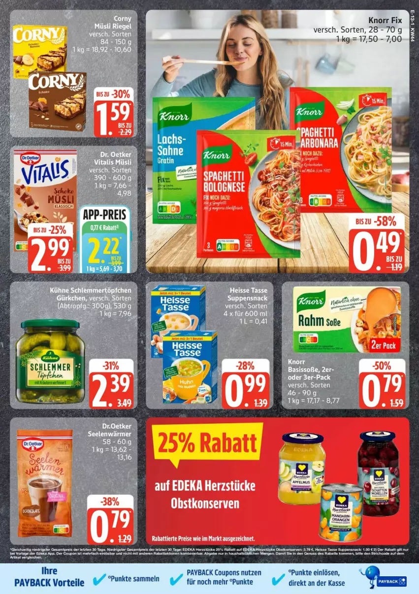 Aktueller Prospekt Edeka - Prospekte - von 27.10 bis 01.11.2025 - strona 13 - produkty: bolognese, coupon, coupons, eis, erde, knorr, knorr fix, payback, reis, spaghetti, spaghetti bolognese, Ti