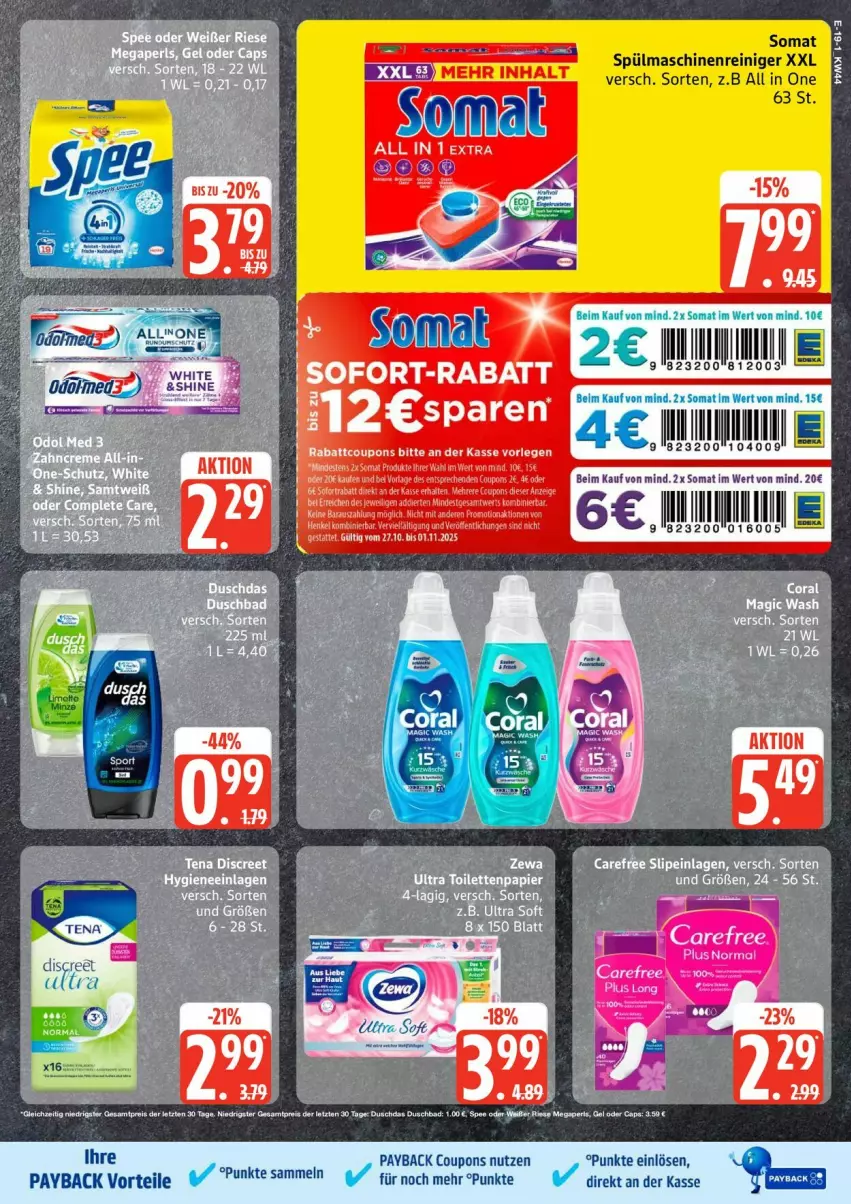 Aktueller Prospekt Edeka - Prospekte - von 27.10 bis 01.11.2025 - strona 19 - produkty: coupon, coupons, ente, maschinenreiniger, payback, reiniger, somat, spülmaschinen