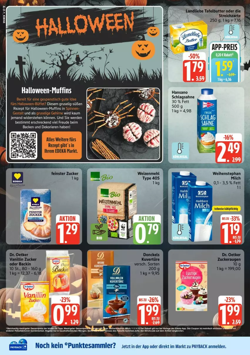 Aktueller Prospekt Edeka - Prospekte - von 27.10 bis 01.11.2025 - strona 2 - produkty: butter, deka, Dr. Oetker, eis, erde, landliebe, mehl, milch, payback, reis, rezept, sahne, schlagsahne, Streichzart, tesa, Ti, type 405, weihenstephan, weizenmehl, zucker