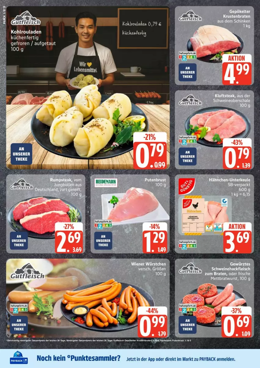 Aktueller Prospekt Edeka - Prospekte - von 27.10 bis 01.11.2025 - strona 8 - produkty: braten, eis, fleisch, hackfleisch, Kohlrouladen, küche, Küchen, payback, reis, rouladen, schwein, schweine, Schweinehackfleisch, tesa, Ti, wein, weine, wiener, wiener würstchen, würstchen, ZTE