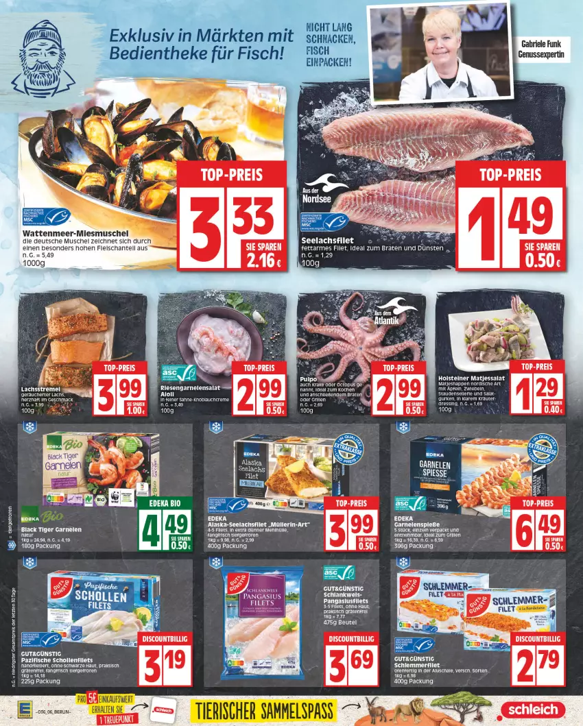 Aktueller Prospekt Edeka - Angebote der Woche - von 28.08 bis 02.09.2023 - strona 6 - produkty: Alaska-Seelachs, Alaska-Seelachsfilet, beutel, creme, deka, dressing, eis, elle, filet, filets, fisch, fleisch, garnelen, grill, holsteiner, ideal zum grillen, knoblauch, Knoblauchcreme, lachs, lachsfilet, lack, LG, matjes, Müller, natur, nuss, Ofen, reis, rel, riesengarnelen, sahne, salat, Schal, Schale, seelachsfilet, stauden, steiner, tee, Ti, tisch, top-preis, Wels, ZTE