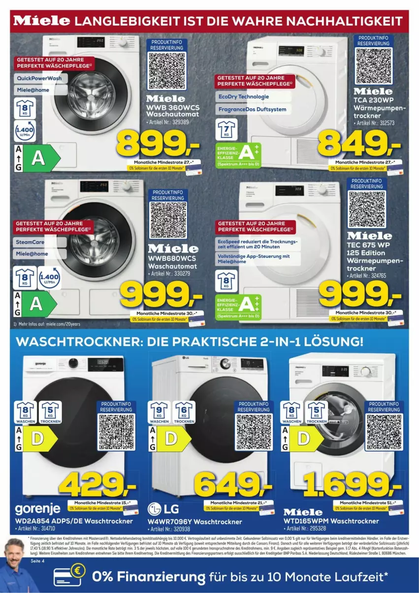 Aktueller Prospekt Euronics - Prospekte - von 30.11 bis 07.12.2024 - strona 4 - produkty: auto, LG, mastercard, miele, monati, Ti, Trockner, waschtrockner