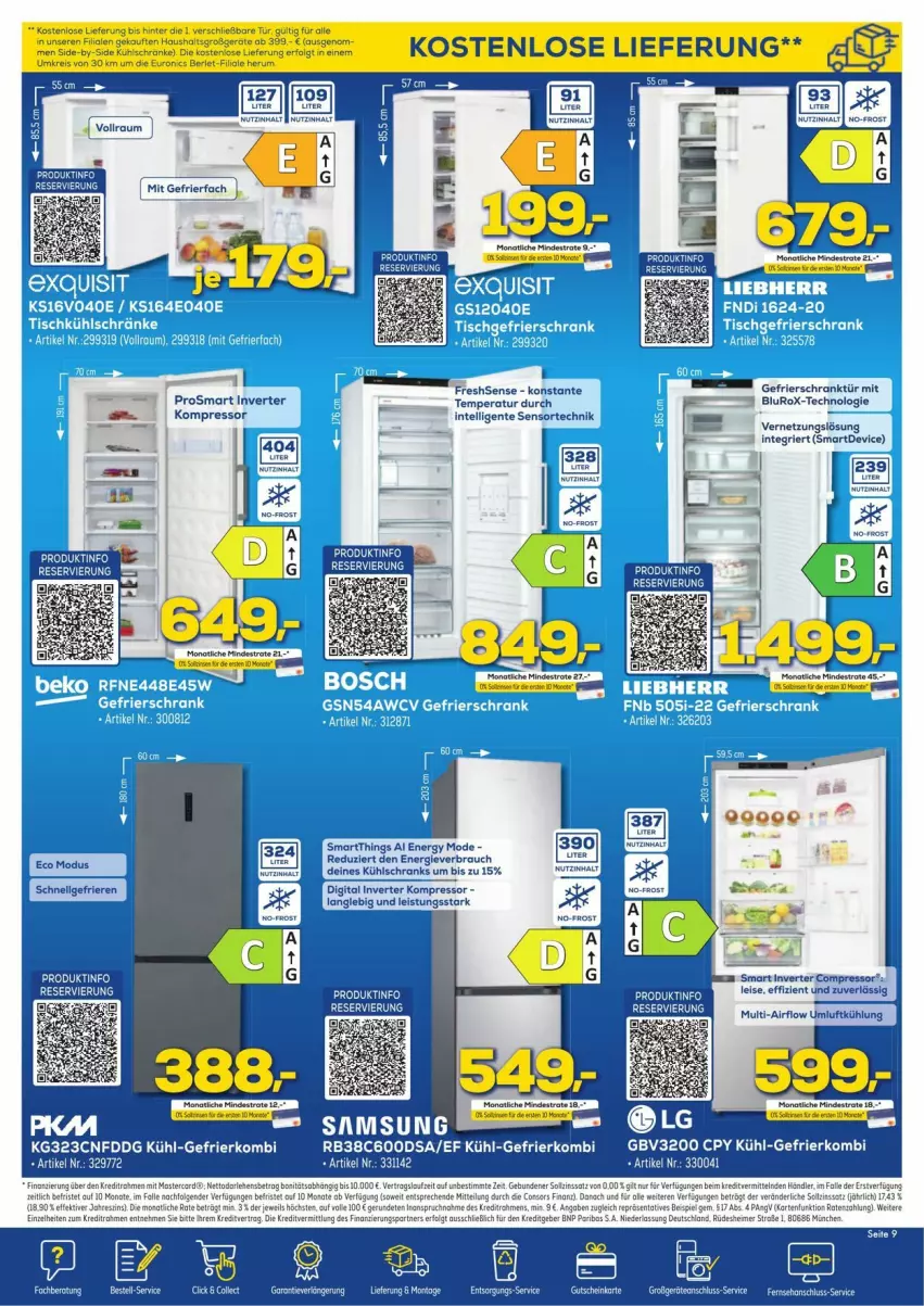 Aktueller Prospekt Euronics - Prospekte - von 30.11 bis 07.12.2024 - strona 9 - produkty: eis, ente, gefrierschrank, gutschein, Intel, kompressor, kühlschrank, LG, Mode, monte, Rauch, Schrank, Ti