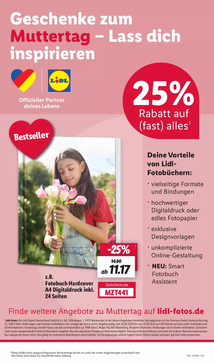 Aktueller Prospekt Lidl - Aktionsprospekt - von 06.05 bis 11.05.2024 - strona 49 - produkty: angebot, angebote, buch, eis, elle, Fotobuch, Fotokalender, gutschein, korb, LG, maille, papier, Paw Patrol, Peppa Pig, reis, ring, tasse, Ti, ZTE