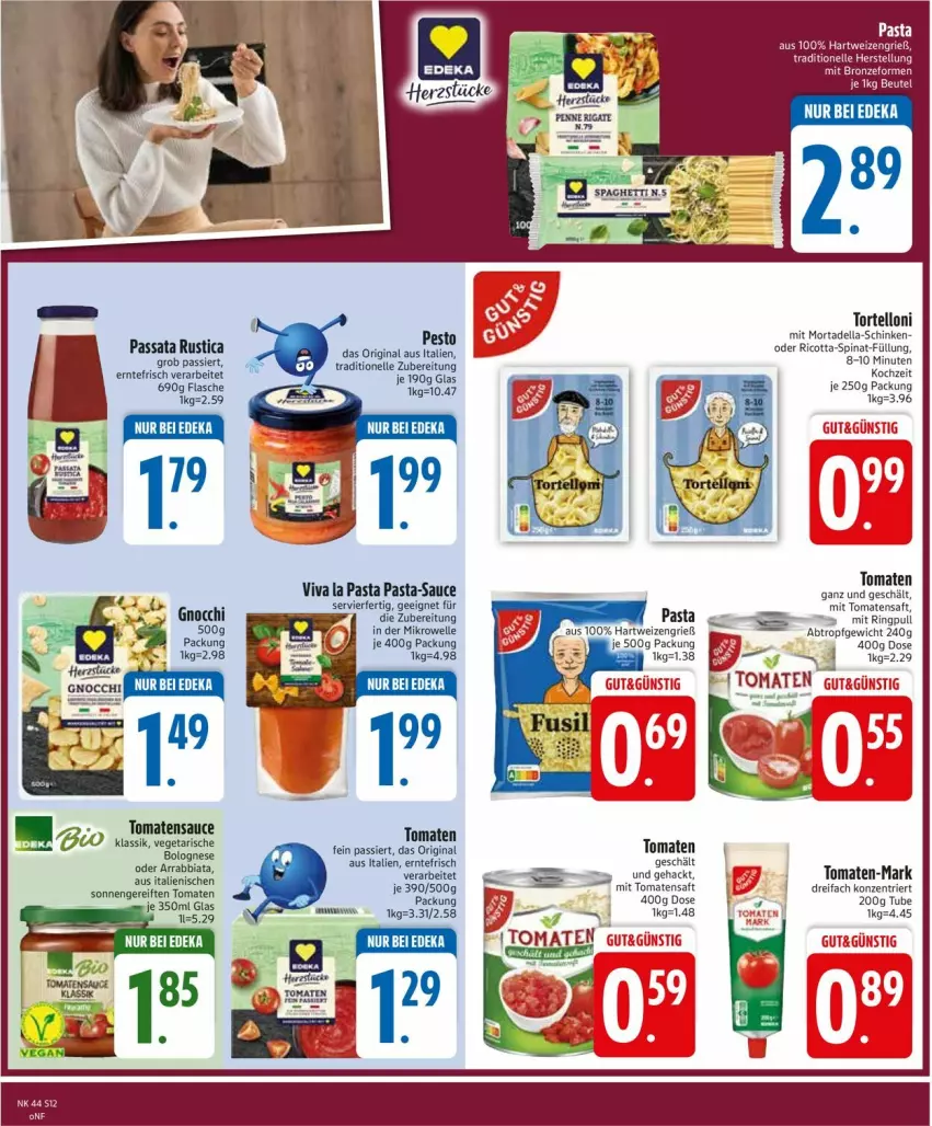 Aktueller Prospekt Edeka - Prospekte - von 27.10 bis 01.11.2025 - strona 12 - produkty: deka, dell, elle, flasche, gin, LG, mikrowelle, mortadella, pasta, pasta-sauce, pesto, ricotta, ring, saft, sauce, schinken, spinat, Ti, tomate, tomaten, Tomatensaft, tomatensauce, torte, tortelloni