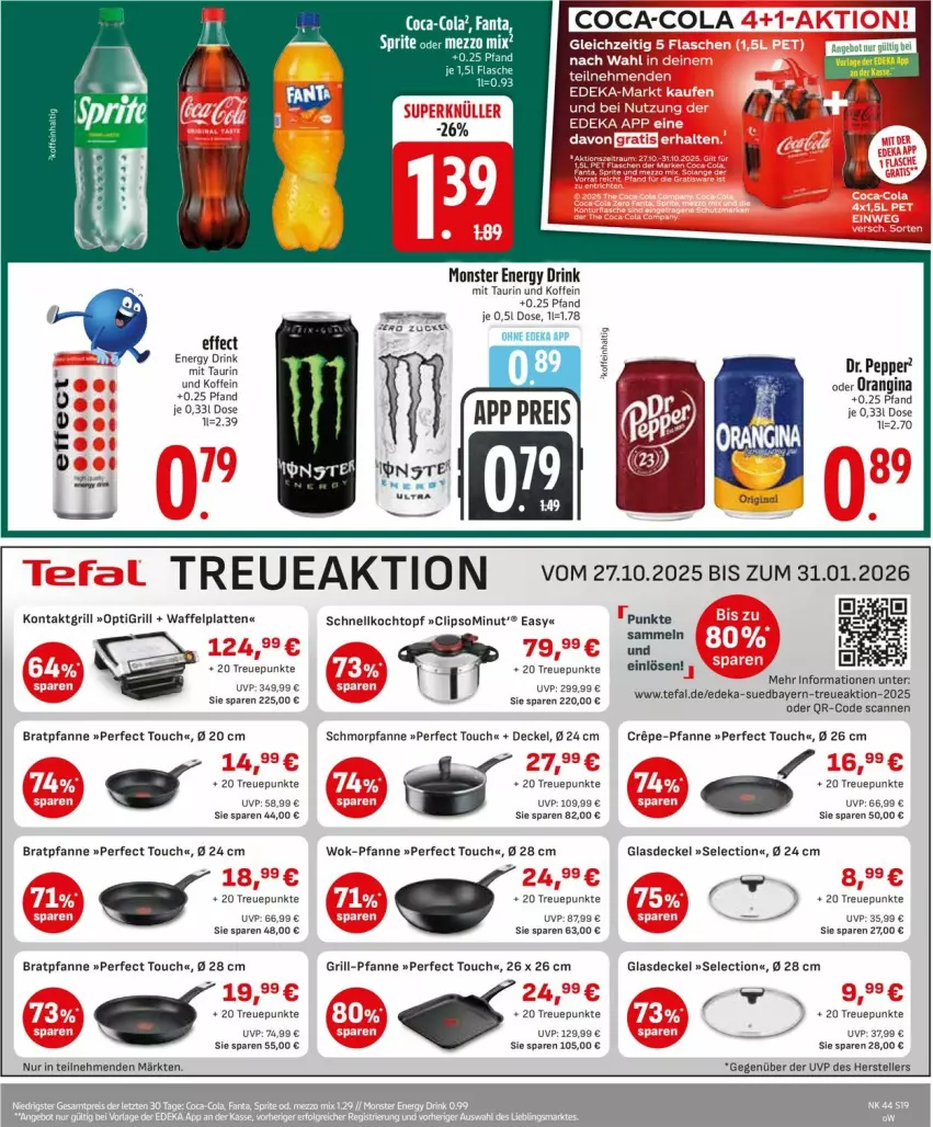 Aktueller Prospekt Edeka - Prospekte - von 27.10 bis 01.11.2025 - strona 19 - produkty: angebot, bratpfanne, decke, Deckel, deka, drink, Effect, elle, energy drink, gin, Glasdeckel, grill, Kochtopf, kontaktgrill, latte, monster, Monster Energy, orangina, pfanne, schmorpfanne, Schnellkochtopf, tefal, teller, Ti, topf, wok