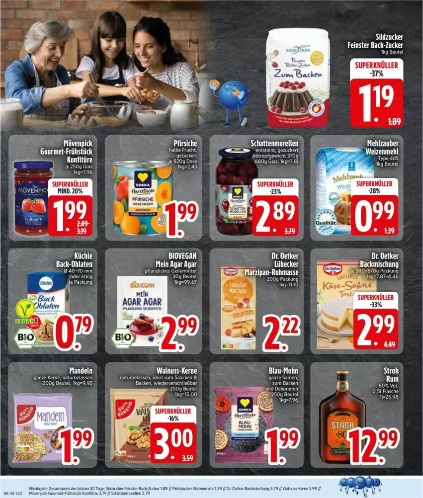 Aktueller Prospekt Edeka - Prospekte - von 27.10 bis 01.11.2025 - strona 22 - produkty: backmischung, beutel, bio, Dr. Oetker, eier, eis, elle, flasche, frucht, konfitüre, mandel, mandeln, marzipan, mehl, morellen, mövenpick, natur, nuss, Oblaten, pfirsich, pfirsiche, pool, reis, rel, schattenmorellen, snack, südzucker, Ti, walnuss, weizenmehl, ZTE, zucker