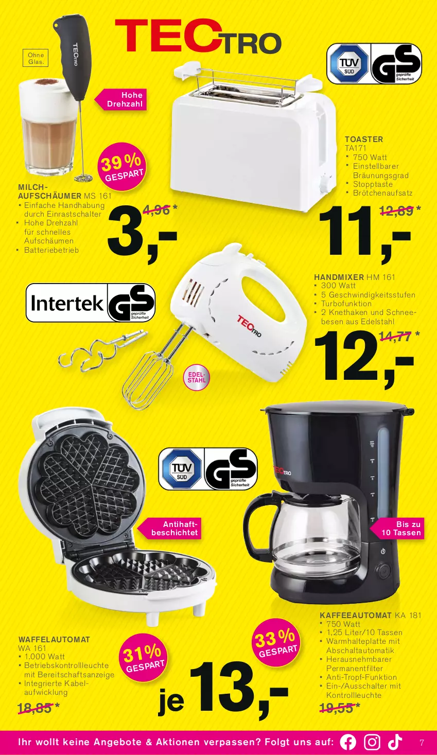 Aktueller Prospekt Kodi - Prospekte - von 22.01 bis 27.01.2024 - strona 7 - produkty: angebot, angebote, auto, batterie, brötchen, brötchenaufsatz, edelstahl, elle, handmixer, kaffee, kaffeeautomat, latte, Leuchte, LG, milch, milchaufschäumer, Mixer, Schal, Schneebesen, tasse, Ti, toast, toaster, WICK