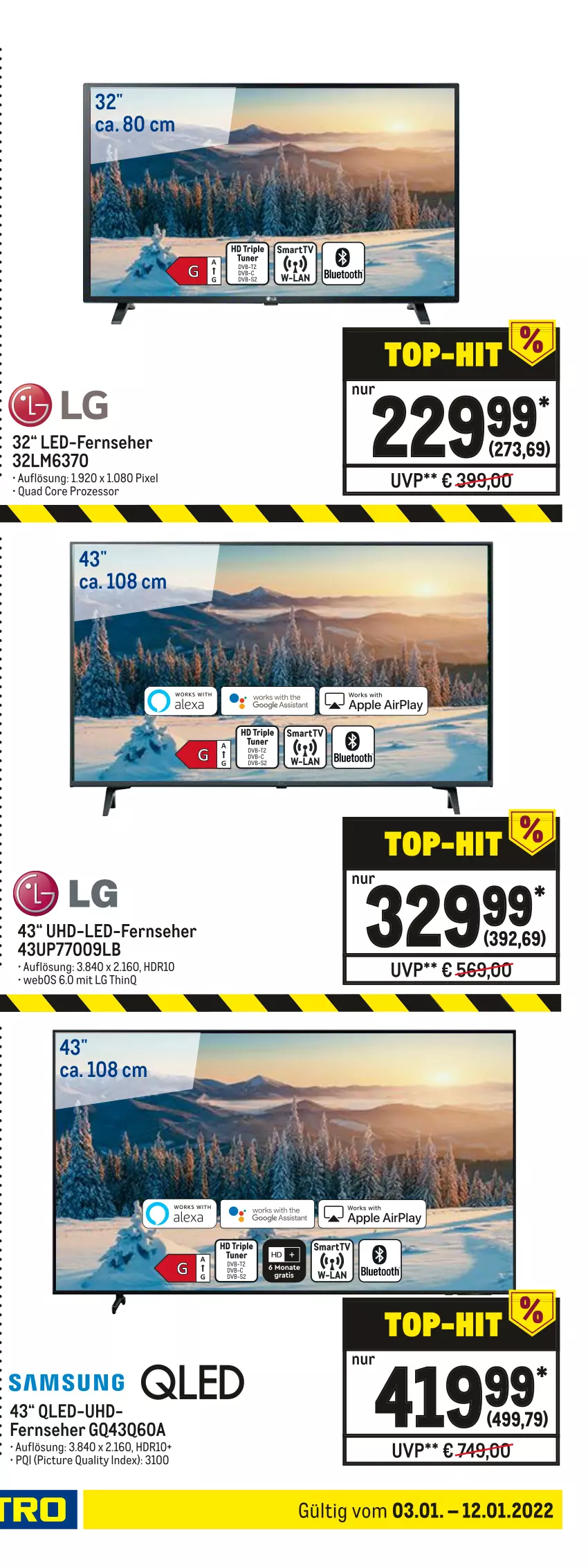 Aktueller Prospekt Metro - NonFood - von 03.01 bis 12.01.2022 - strona 27 - produkty: eis, elle, ente, fernseher, LG, qled, quad, reis, teller, Ti, uhd