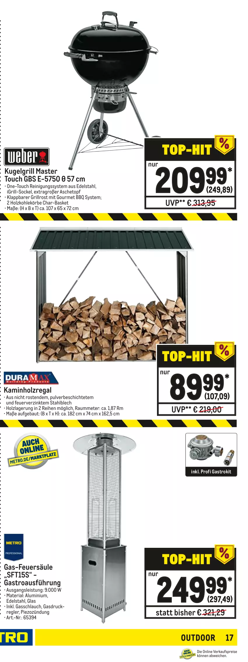 Aktueller Prospekt Metro - NonFood - von 03.01 bis 12.01.2022 - strona 33 - produkty: Bau, briketts, edelstahl, eis, elle, gasgrill, grill, grillfläche, grillrost, Holz, holzkohle, Kamin, Kaminholz, Kocher, Kugel, kugelgrill, LG, regal, Reinigung, reis, Ria, schlauch, teller, Ti, topf