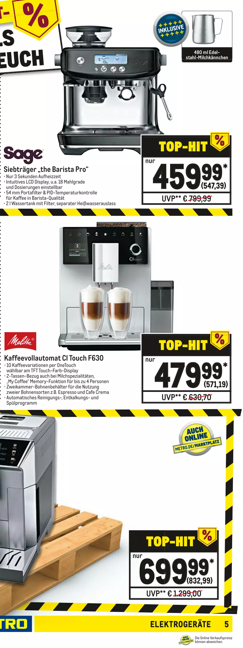 Aktueller Prospekt Metro - NonFood - von 03.01 bis 12.01.2022 - strona 9 - produkty: auto, Behälter, bohne, bohnen, Cap, cappuccino, cin, edelstahl, eier, Elektro, elektrogeräte, elle, espresso, getränk, getränke, kaffee, kaffeevollautomat, latte, LG, milch, Reinigung, Ria, Spezi, tasse, tee, Ti, tisch, wasser, wassertank, ZTE