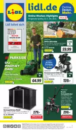 Gazetka promocyjna Lidl - Wochen-Highlights im Onlineshop - Gazetka - ważna od 28.05 do 28.05.2023 - strona 1 - produkty: akku, angebot, angebote, Brei, edelstahl, eis, Elektro, elle, Garten, Gartenpumpe, Kette, ndk, Parkside, rasen, rasenmäher, reis, rel, rwe, säge, Schal, Schale, telefon, Ti, uhr, wasser