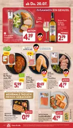 Gazetka promocyjna Aldi Nord - Von Montag - Gazetka - ważna od 22.07 do 22.07.2023 - strona 24 - produkty: aqua, bio, braten, butter, eis, elle, emmentaler, filet, filets, flasche, fleisch, fleischkäse, forelle, geback, gewürz, gin, grill, Käse, ketchup, küche, Küchen, lachs, mit würstchen, Nackensteak, nackensteaks, nuss, Ofen, paprika, pizza, Plunder, pute, reis, rel, salami, Schal, Schale, schinken, schwein, schweine, schweinefilet, sesam, steak, steaks, Ti, tiefpreis, tisch, trolli, wein, weine, Weißwein, würstchen, ZTE