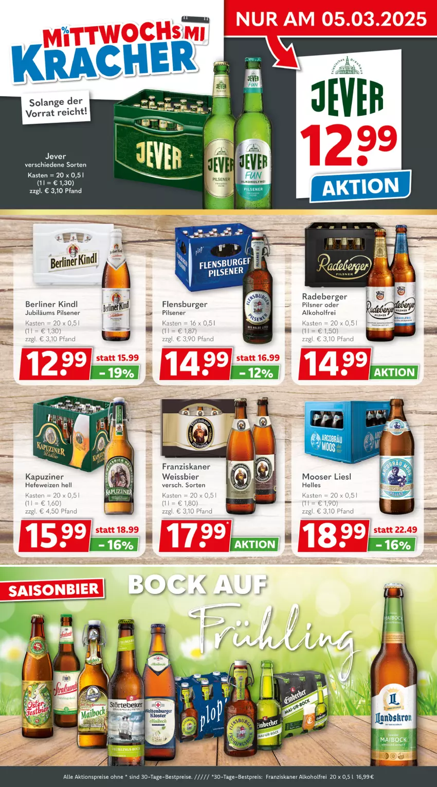 Aktueller Prospekt Getraenkeland - von 03.03 bis 15.03.2025 - strona 2 - produkty: aktionspreis, alkohol, Berger, berliner, berliner kindl, bestpreis, bestpreise, bier, burger, eis, elle, flensburger, franziskaner, Hefe, hefeweizen, jever, Jubiläums, pils, pilsener, pilsner, radeberger, radeberger pilsner, reis, tee, Ti, weissbier