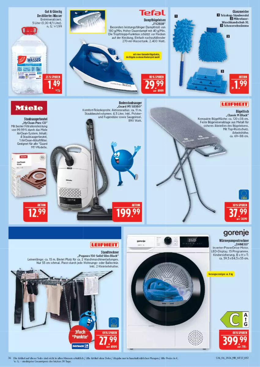 Aktueller Prospekt Marktkauf - Prospekt - von 01.02 bis 07.02.2026 - strona 36 - produkty: asus, auer, beutel, bodenstaubsauger, bügel, Bügeleisen, bügeltisch, dampfbügeleisen, dell, eis, elle, gorenje, Heu, Kinder, kleid, Kleidung, lack, leine, Meister, miele, Mode, Pinsel, reis, staubbeutel, staubsauger, staubsaugerbeutel, Teleskop, Ti, tisch, Trockner, wärmepumpentrockner, waschhandschuh, waschmaschine, waschmaschinen, wasser, wassertank, ZTE