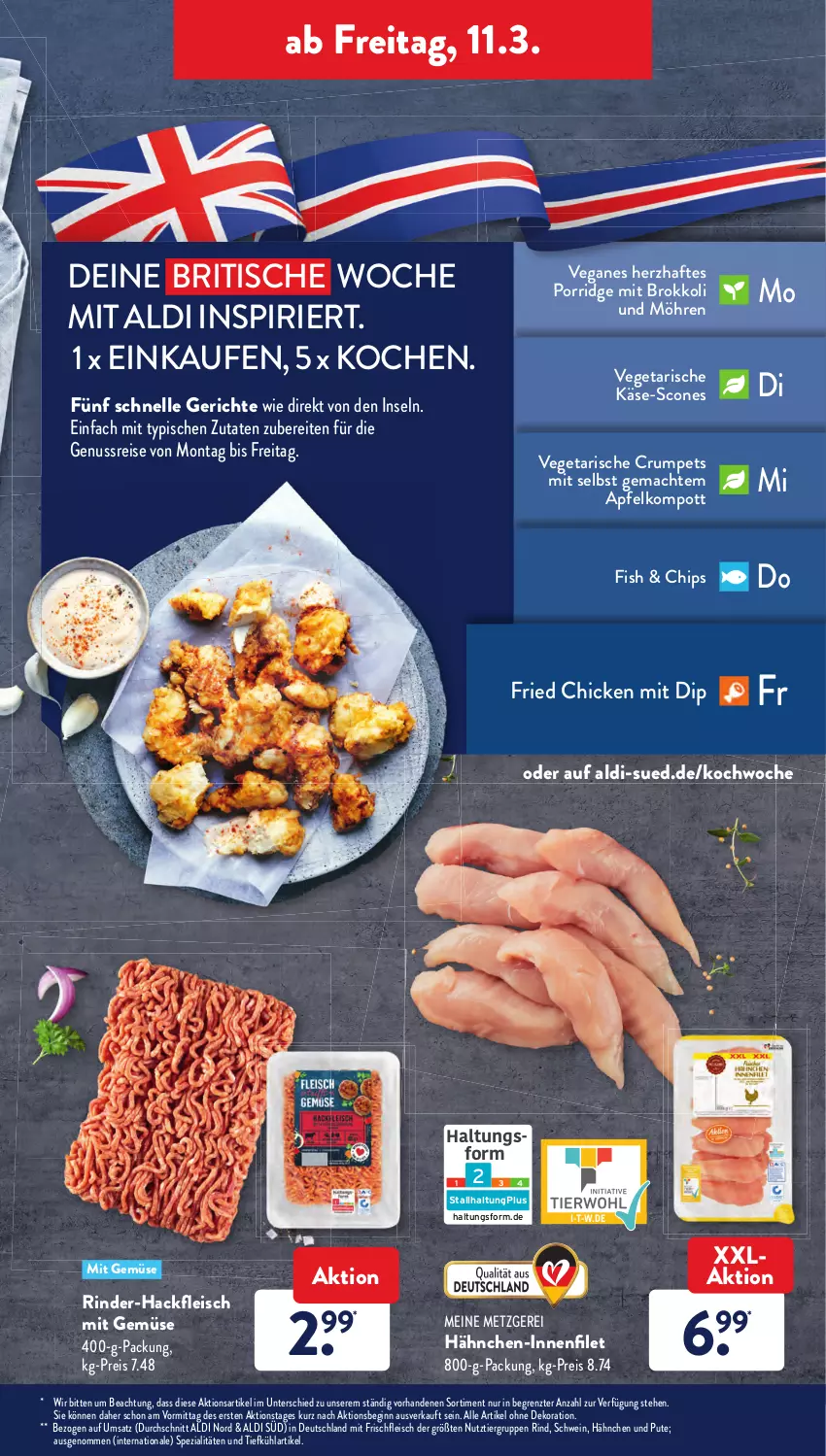 Aktueller Prospekt AldiSud - ALDI Aktuell - von 07.03 bis 12.03.2022 - strona 31 - produkty: aldi, alle artikel ohne dekoration, apfel, brokkoli, chips, dekoration, dip, eis, elle, filet, fleisch, gin, hackfleisch, Käse, mac, mit gemüse, möhren, nuss, porridge, pute, reis, rind, rinder, rinder-hackfleisch, rum, schwein, Spezi, Ti, tisch, Vegeta, wein, ZTE