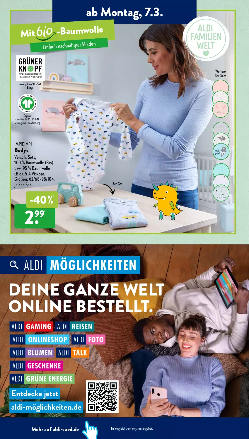 Aktueller Prospekt AldiSud - ALDI Aktuell - von 07.03 bis 12.03.2022 - strona 4 - produkty: aldi, angebot, Bau, baumwolle, bio, body, decke, resa, Ti, wolle