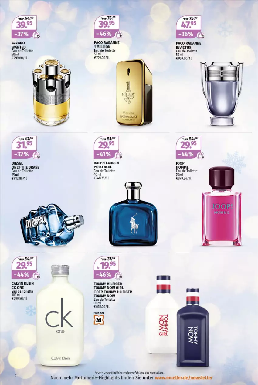 Aktueller Prospekt Mueller - Parfümerie Angebote - von 16.01 bis 28.01.2023 - strona 2 - produkty: Azzaro, calvin klein, Diesel, eau de toilette, eis, elle, Joop!, lion, Ralph Lauren, reis, teller, tommy hilfiger