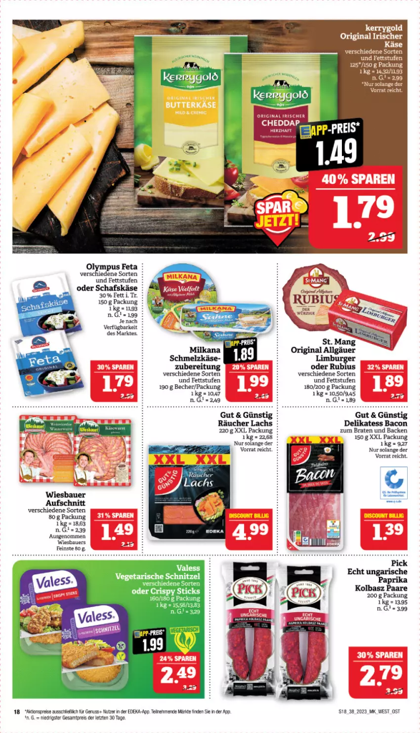 Aktueller Prospekt Marktkauf - Prospekt - von 17.09 bis 23.09.2023 - strona 18 - produkty: aktionspreis, auer, bacon, Bau, Bauer, Becher, braten, deka, eis, feta, Käse, lachs, nuss, reis, Rubius, schafskäse, schnitzel, Ti, Vegeta, wiesbauer, ZTE