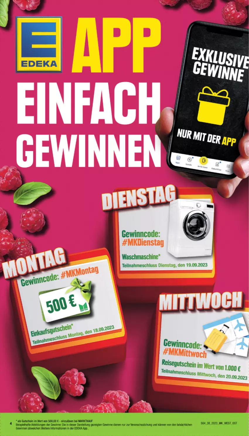 Aktueller Prospekt Marktkauf - Prospekt - von 17.09 bis 23.09.2023 - strona 4 - produkty: eis, gutschein, reis, waschmaschine