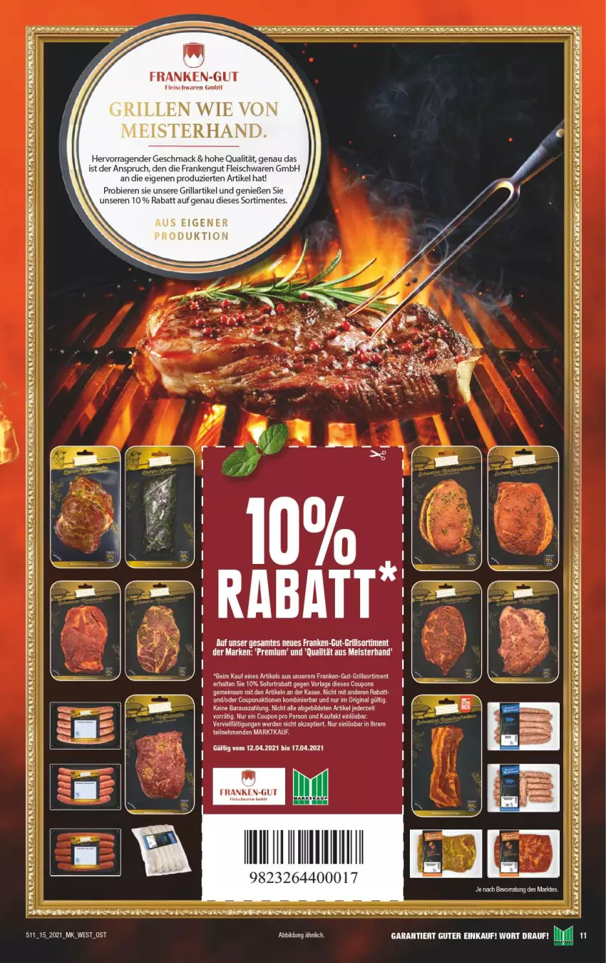 Aktueller Prospekt Marktkauf - Prospekt - von 12.04 bis 17.04.2021 - strona 11 - produkty: bett, bier, Biere, coupon, coupons, eier, eis, ente, erde, fleisch, fleischwaren, grill, mac, Meister, sofortrabatt, tee, Ti, Tiere