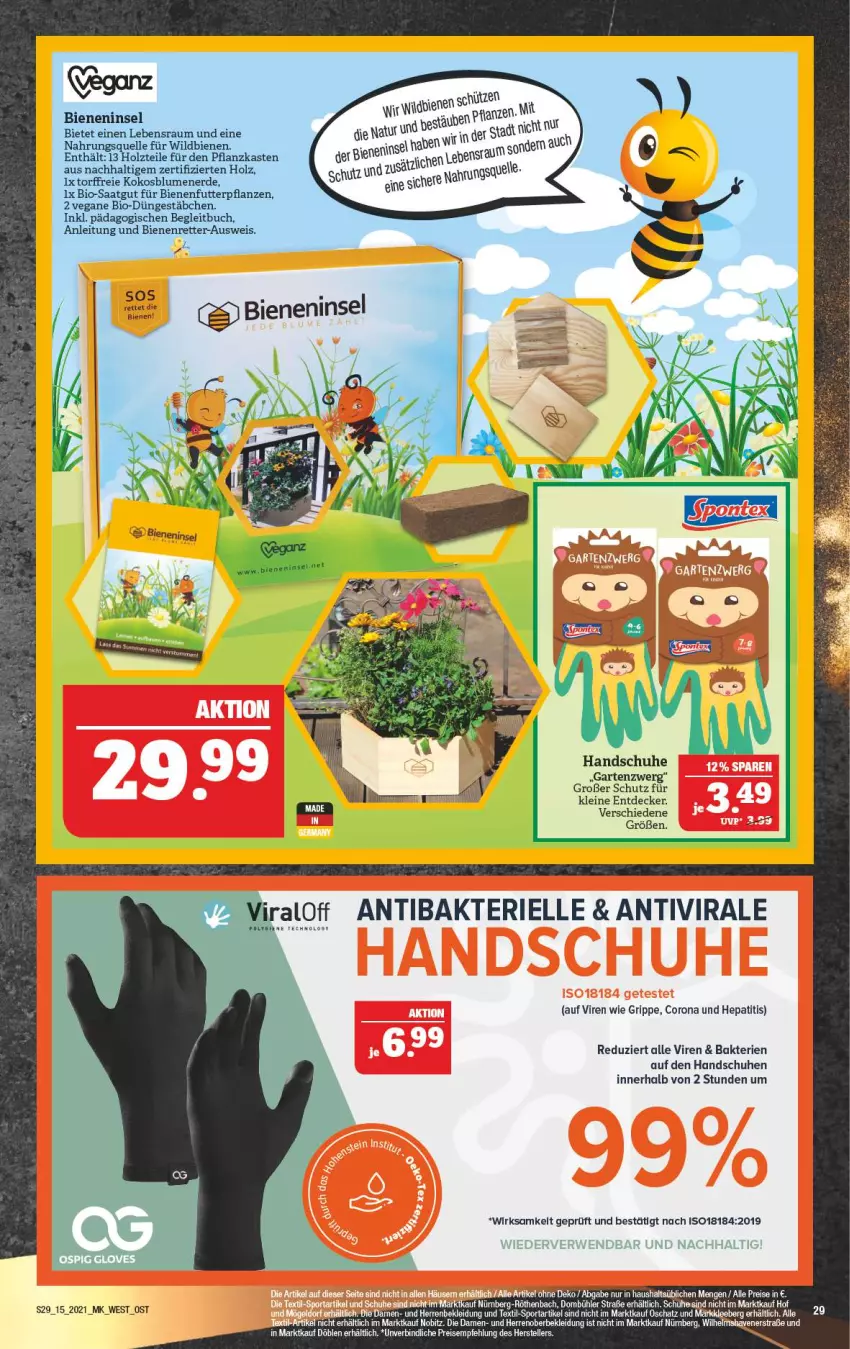 Aktueller Prospekt Marktkauf - Prospekt - von 12.04 bis 17.04.2021 - strona 29 - produkty: bio, blume, blumen, blumenerde, buch, corona, decke, eis, elle, erde, Garten, handschuhe, Holz, kleid, Kleidung, kokos, leine, pflanze, pflanzen, Pflanzkasten, reis, schuhe, Sport, teller, Ti, Wild, ZTE