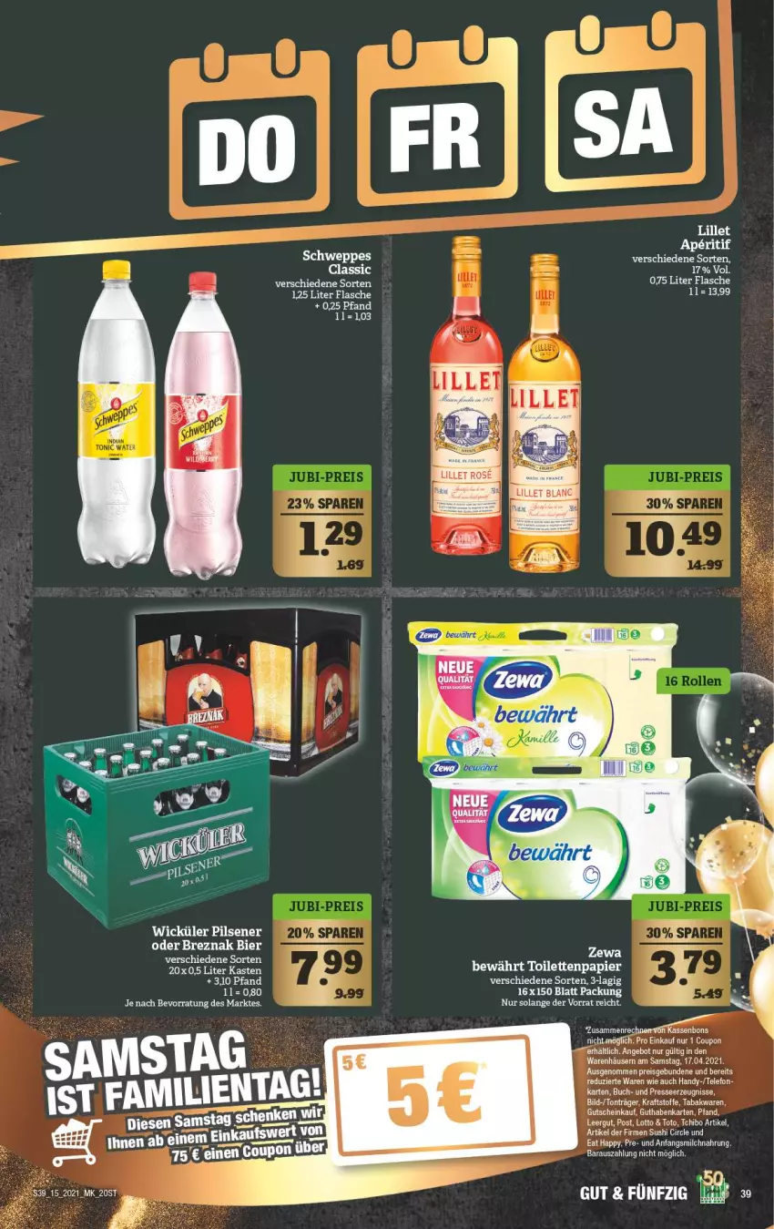 Aktueller Prospekt Marktkauf - Prospekt - von 12.04 bis 17.04.2021 - strona 39 - produkty: aperitif, bier, buch, coupon, eis, flasche, guthabenkarte, gutschein, Handy, kraft, lillet, milch, papier, reis, Sushi, telefon, Ti, toilettenpapier, zewa