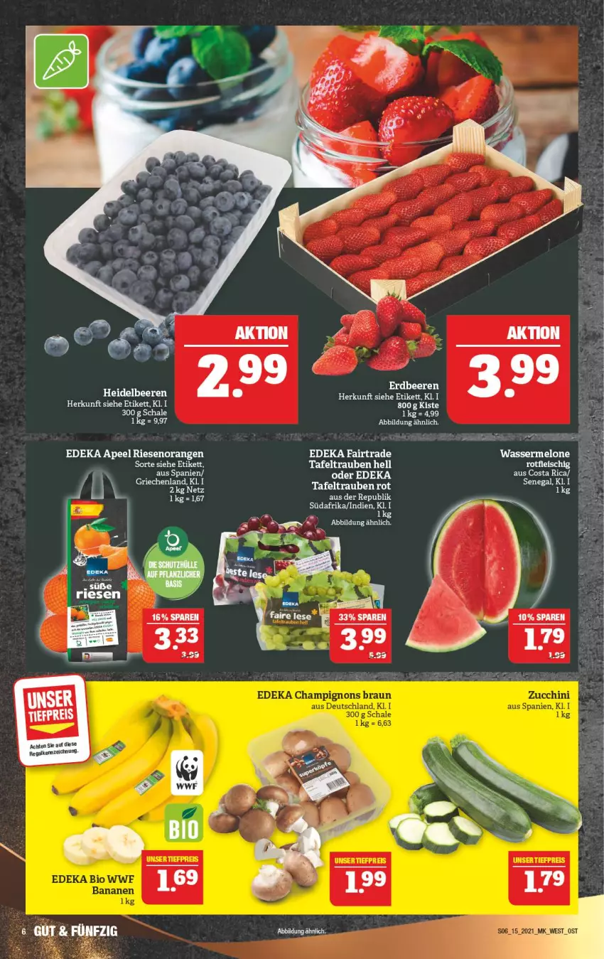 Aktueller Prospekt Marktkauf - Prospekt - von 12.04 bis 17.04.2021 - strona 6 - produkty: deka, eis, fleisch, LG, melone, orange, orangen, regal, Schal, Schale, tafeltrauben, trauben, wasser, wassermelone