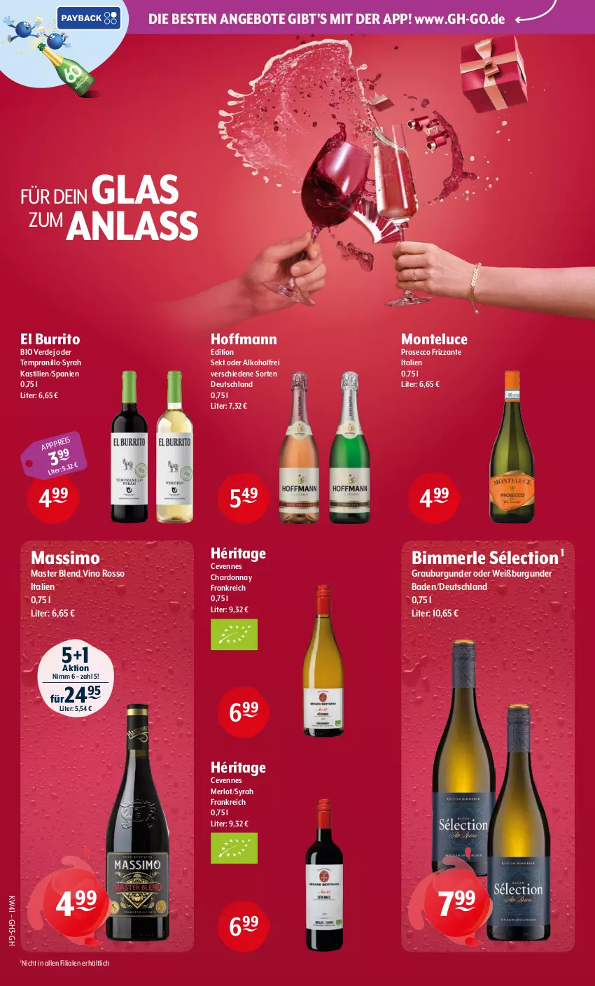 Aktueller Prospekt Getraenke Hoffmann - Prospekte - von 05.10 bis 10.10.2026 - strona 4 - produkty: alkohol, angebot, angebote, asti, Bad, bio, burgunder, chardonnay, ecco, eis, erde, frizzante, grauburgunder, merl, merlot, monte, prosecco, sekt, sim, tempranillo, Ti, Weißburgunder