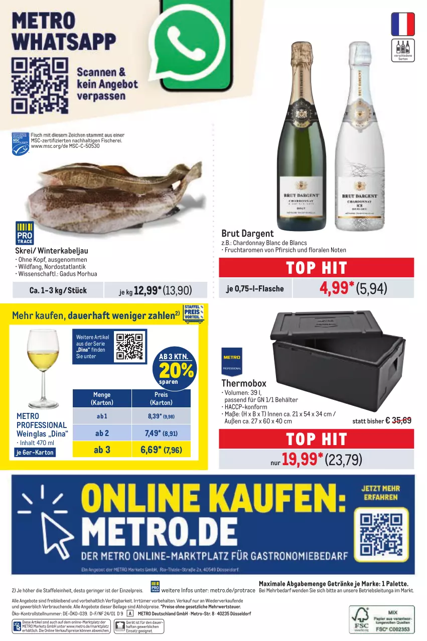 Aktueller Prospekt Metro - GastroJournal - von 25.01 bis 07.02.2024 - strona 36 - produkty: abholpreise, ACC, angebot, angebote, auer, Behälter, brut, brut dargent, chardonnay, de blancs, eis, fisch, fische, Fischer, flasche, frucht, getränk, getränke, ilag, Metro, Palette, pfirsich, Rauch, reis, ring, rwe, Schere, Ti, wein, Wild