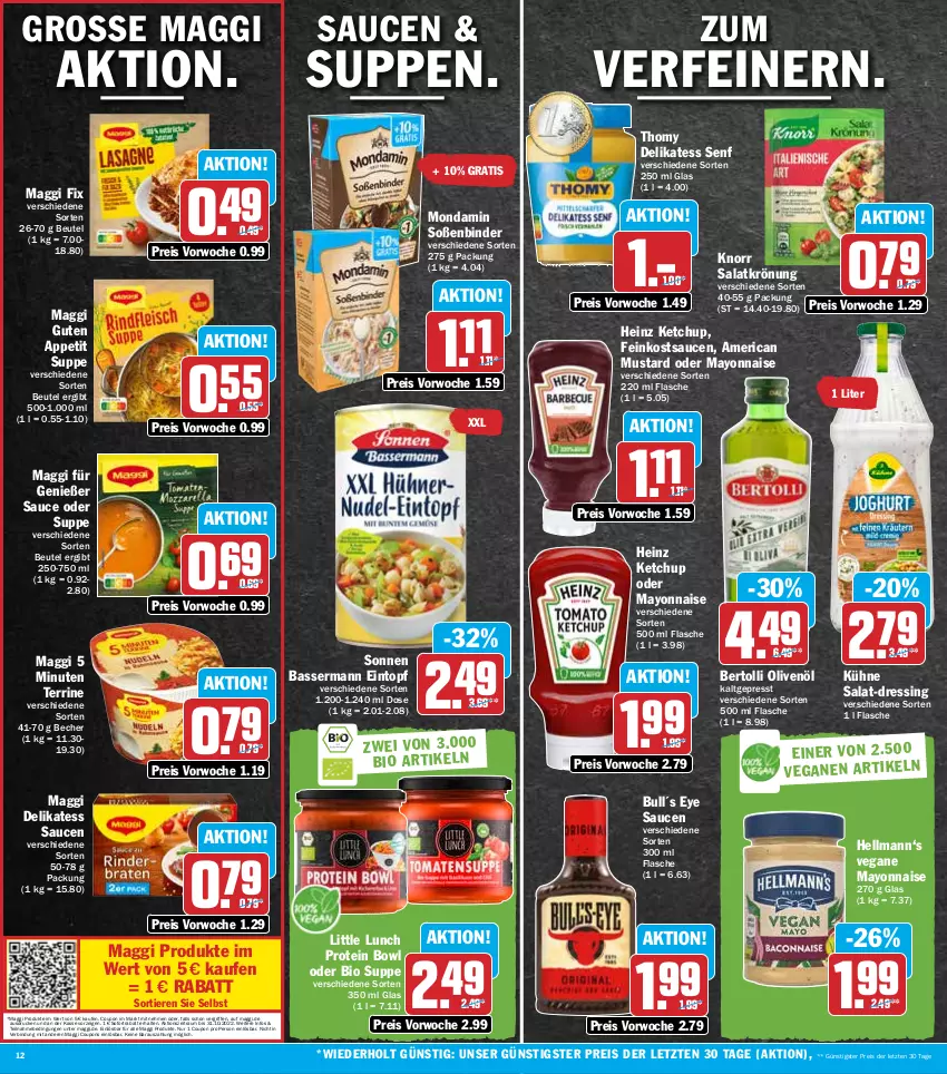 Aktueller Prospekt Hit - Prospekte - von 04.10 bis 08.10.2022 - strona 12 - produkty: Becher, bertolli, beutel, bio, coupon, coupons, delikatess sauce, delikatess senf, dressing, eintopf, eis, feinkost, flasche, heinz, ketchup, knorr, Kühne, maggi, maggi fix, mayonnaise, mondamin, olive, oliven, olivenöl, reis, salat, salatkrönung, sauce, saucen, senf, sofortrabatt, Soße, suppe, suppen, terrine, thomy, Ti, Tiere, topf, Yo, ZTE