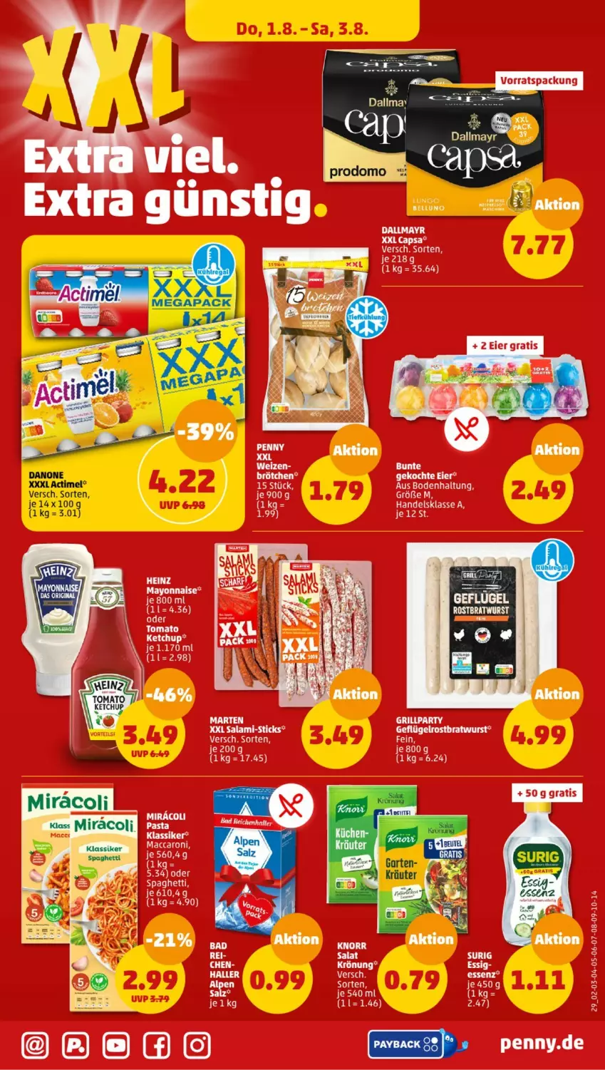 Aktueller Prospekt Penny - Prospekte - von 29.07 bis 03.08.2024 - strona 29 - produkty: actimel, bratwurst, eier, Geflügel, mayonnaise, rostbratwurst, salami, Ti, wurst, Yo